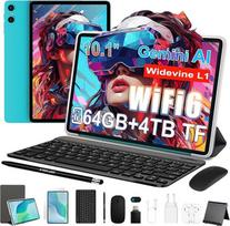 TECLAST P33 Tabletė 10,1 colio "Android" planšetė su 10 priedų, Gemini AI, 64GB ROM + 4TB TF, 5G WiFi, Widevine L1, aštuonių branduolių, 6000 mAh/OTG, planšetė su klaviatūra + dėklas + rašiklis + pelė + 3,5 mm
