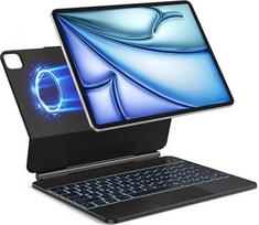 TECURS QWERTZ magnetinės klaviatūros dėklas "iPad Air" 13 colių (M4/M3/M2, 2026/2025/2024), klaviatūra "iPad Pro 12.9" (6/5/4/3 kartos), "Magic Keyboard for Pad Pro 12.9" su 11 apšvietimo spalvų, juoda