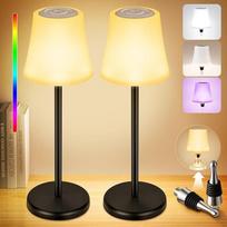 Tischlampe Kabellos Dimmbare LED Akku Tischleuchte, USB-C Touch Nachttischlampe, IP54 Wasserdicht LED Wiederaufladbar Tischlampe mit Gedächtnisfunktion für Aussen Innen Heimdekoration (2 Stück)