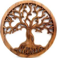 Trintura Sienų paveikslas "Gyvenimo medis" 40 cm - Medinė sienų dekoracija "Gyvenimo medis" - Sienų paveikslas iš medžio Boho Yggdrasil Medinė dekoracija Sienų dekoracija Vikingų mandala Gyvenimo medžio dekoracija