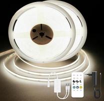 TTWAY COB LED juosta 15 m, natūralios baltos spalvos LED juosta 4000 K, 24 V šviesos diodų juosta, CRI92, 8 mm pločio, su nuotolinio valdymo pultu ir maitinimo šaltiniu, skirta namų apdailai, virtuvei, veidrodžiui (2 x 7,5 m)