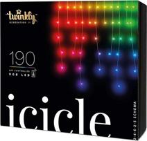 Twinkly Icicle 190 LED RGB, LED-Kaskadenlichter für Draußen und Drinnen, Smarte LED-Lichterkaskade RGB, Kompatibel mit HomeKit, Alexa, Google Home, IP44, App-Steuerung, Transparentes Kabel, 5.5m