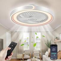 TYJY LED tylus lubų ventiliatorius su apšvietimu, 70 W reguliuojamas lubų apšvietimas su ventiliatoriumi, su nuotolinio valdymo pulteliu ir programėlės laikmačiu, 6 pavaros, skirtas svetainei, miegamajam (baltas)
