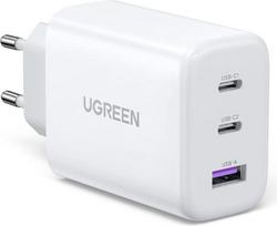 UGREEN USB C įkroviklis 65W PD maitinimo šaltinis 3 prievadų įkroviklio adapteris PPS 45W greitasis įkroviklis, suderinamas su "MacBook Pro/Air/Neo", "iPad", "iPhone 17/16/15/14", "Galaxy S25 Ultra", "Pixel", "Steam Deck" (baltas)