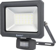 UNITEC LED sodo apšvietimo prožektorius su 180° infraraudonųjų spindulių judesio jutikliu, skirtas naudoti lauke, 30 vatų, 2400 liumenų, 6500 kelvinų, baltos spalvos