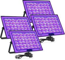 UV juoda šviesa 100 W, 4 juodos lempos, IP66 vandeniui atsparus juodos šviesos LED prožektorius, UV šviesos juodos šviesos lempa diskotekoms, švytėjimo vakarėliams, Helovino dekoracijoms, scenos apšvietimui, vakarėlių aksesuarams