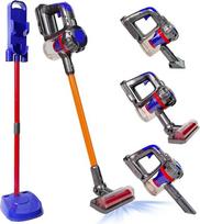 VARANO "3-in-1" vaikiškas dulkių siurblys su realaus siurbimo funkcija - vaikiškas dulkių siurblys su siurbimo galia, tikroviškas vaidmenų žaidimas ir Montessori edukacinis žaislas berniukams ir mergaitėms nuo 3 metų (raudonas/violetinis)