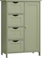 VASAGLE LHC041C02 Siaura vonios kambario spintelė Šoninė spintelė Komoda su 4 stalčiais Spintelės durys Reguliuojama lentyna 30 x 55 x 82 cm Laurel Green
