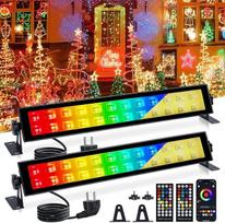 VAYALT RGB LED prožektorius, 2 pakuočių 48 W RGB sieninė šviesa su "Bluetooth" programėlės valdymu ir reguliuojama LED juosta, IP66 vandeniui atsparus vakarėlių apšvietimas, skirtas DJ, diskotekoms, sodui, Helovinui (šilta balta + šalta šviesa)