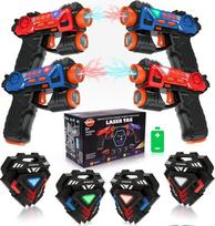 VATOS lazerinių šautuvų rinkinys, infraraudonųjų spindulių, mini, su ženkleliu, 4 pakuotės, 4 žaidėjai, patalpoje, lauke, grupinės veiklos žaislas, skirtas 4 5 6 7 metų amžiaus vaikams, berniukams, mergaitėms