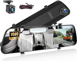 Veidrodinė prietaisų skydelio kamera su galinio vaizdo kamera, dviguba 1080P prietaisų skydelio kamera, galinio vaizdo veidrodinė prietaisų skydelio kamera, automobilio kamera su 4 colių ekranu, vaizdo įrašymas transporto priemonės saugumui, naktinis maty
