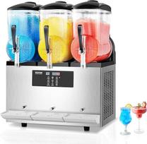 VEVOR Komercinis "Slusheis" aparatas 12L x 3 trigubų talpyklų aparatas šaldytiems gėrimams, 144 puodeliai Nerūdijančio plieno "Slush Ice" aparatas su klaviatūra Minkštų ledų gaminimo aparatas vakarėliams Restoranai Kavinės Barai