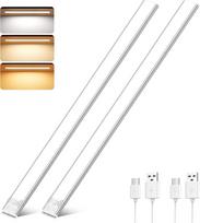 Virtuvės LED šviestuvas 60 cm, 5000 mAh LED spintelės apšvietimas su judesio jutikliu 3 spalvų reguliuojamos spintelės šviesos akumuliatoriaus baterija Belaidė naktinė LED juosta, skirta virtuvei, vonios kambariui, miegamajam, 2 vnt.