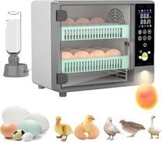 Visiškai automatinis inkubatorius 24 kiaušiniams su automatiniu kiaušinių apvertimu ir drėkinimu ultragarsu, temperatūros reguliavimu, LED spalvotu ekranu, šviesos lempa kiaušiniams