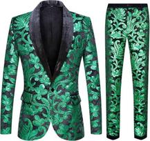 Vyriški madingi gėlių modelio Sequins dviejų dalių rinkinys kostiumai