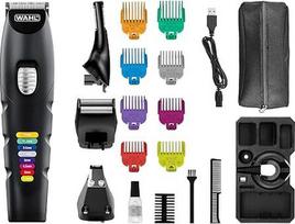 Wahl Colour Trim Advanced Multigroomer, innovative farbcodierte Führungskämme, 240 Minuten Betriebszeit, USB-Ladegerät, idealiai tinka fitneso studijai ir kelionėms, präzisionsgeschliffene Klingen