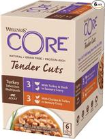 Wellness CORE Tender Cuts drėgnas kačių maistas su padažu, be grūdų, su dideliu mėsos kiekiu, kalakutienos mišinys, 6 x 85 g