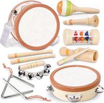 WINGYZ Musikinstrumente für Kinder ab 1-6 Jahr - 10-in-1 Montessori Holzspielzeug Set - Morandi Design Baby Musikspielzeug ab 2 3 4 Jahre - Ideal für Musikpädagogik & Geschenk
