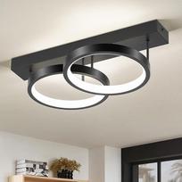 WOKNOS LED lubų šviestuvas 38 cm apvalus 2 žiedų dizainas, modernus minimalistinis juodas lubų šviestuvas, 4000 K LED lempa, pagaminta iš metalo ir silikoninio korpuso, skirta miegamajam, svetainei, virtuvei, valgomajam, prieškambariui