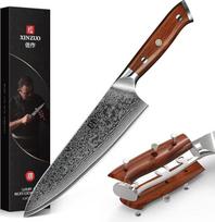 XINZUO 21 cm damaskinis virėjo peilis Daugiafunkcinis 67 sluoksnių damaskinio plieno virėjo peilis mėsai, žuviai ir daržovėms Gyuto aštrus profesionalus rankomis kaldintas virtuvinis peilis Ergonomiška palisandro rankena