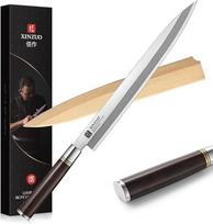 XINZUO 30 cm nerūdijančio plieno peilis X7Cr17MoV, tradiciniai japonų amatai, Yanagiba filė peilis, viengubo nuolydžio geležtė, profesionalus virėjo peilis žuviai, ebonito rankena, su beržo medienos dėklu