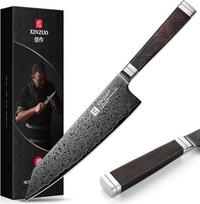 XINZUO Kiritsuke virėjo peilis, 67 sluoksnių, damasko plienas, rankomis kaltas virėjo peilis, juoda titano danga, profesionaliai aštrus virtuvinis peilis, 12Cr18MoV plieno šerdis, ebonito rankena