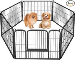 Yaheetech Puppy Playpen Puppy Gate 6 grotelės 80 x 60 cm Puppy Run Lauko aptvaras šunims Šunų žaidimų aikštelė Vidinis/ lauko naudojimas