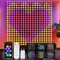 YOOHBERRYS Šviesos užuolaida, "Smart LED" užuolaida, "pasidaryk pats" pasakų žibintų užuolaida su nuotolinio valdymo pulteliu / programėle, USB, kištukas, dinaminė 400 šviesos diodų šviesos užuolaida, užuolaidų žibintai šaliai, Kalėdoms, patalpoms, lauke