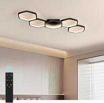 Yuanfenghua LED lubų šviestuvas, reguliuojamas nuotolinio valdymo pulteliu, keičia spalvą, svetainės lempa, miegamasis, modernus lubų apšvietimas, šviestuvas, 90 cm, juodas