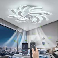 YUNZI LED 50 W lubų ventiliatorius su apšvietimu, tylus ventiliatoriaus lubų apšvietimas, modernus reguliuojamas apšvietimas, skirtas svetainei, valgomajam, miegamajam, virtuvei, reguliuojami 6 greičiai, baltas, 80 cm