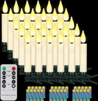 yunsheng Pack of 30 LED Kalėdų eglutės žvakės belaidis su nuotolinio valdymo laikmatis, baterija veikia nedegančios mirksintis Kalėdų žvakės, Kalėdų eglutė žvakės pasakų žibintai, IP64, (apima 30 baterijų)