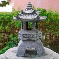 Zen sodo saulės žibinto statula, Pagoda dekoratyvinis sodo žibintas, dervos saulės šviesos lauke, japonų akmens žibintas, sodo dekoracija balkonui, sodui, kiemui, verandai ir