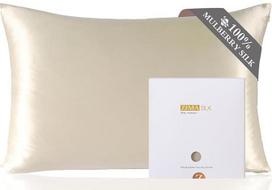 ZIMASILK 100% šilko užvalkalas plaukams ir odai, dvipusis gryno šilkmedžio pagalvės užvalkalas Aukštos kokybės šilko užvalkalas su paslėptu užtrauktuku, 1 dalis (50 x 75 cm, smėlio spalvos)