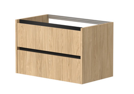 Spintelė po stalviršiu KAME CITY, BUC/8-3DR/35P2, juodi profiliai, 80 cm, Šviesus ąžuolas