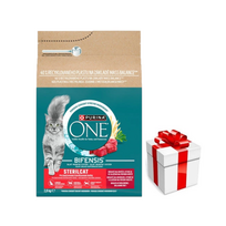 Purina One Cat Sterilcat kačių ėdalas su jautiena, 2,8 kg + Staigmena katei
