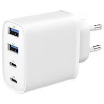 Gembird Lādētājs Gembird 4-port 40W USB PD fast charger White 2xType-C 2xType-A QC 3.0 TA-UC-2A2C-PD40-01-W