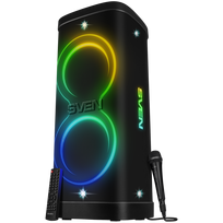 Speaker Party Box SVEN PS-1250, black (300W, TWS, IPx4, Bluetooth, FM, USB, microSD, LED-display, 13500mAh)