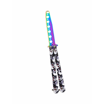 Treniruočių peilis Butterfly be ašmenų 22cm - Rainbow grey skull
