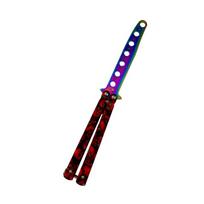 Treniruočių peilis Butterfly be ašmenų 22cm - Rainbow red skull