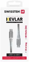 SWISSTEN ARAMID REINFORCED duomenų kabelis USB-C - USB-C 1,5 m, baltas
