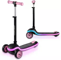 Vaikiškas triratis balansinis paspirtukas LED Ricokids Leddi - juodas ir rožinis