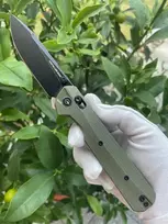 Sulankstomas peilis KNIVESPL The First Sandvik 14C28N, žalias G10, juoda PVD danga