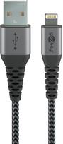Goobay | Lightning to USB-A Textile Cable with Metal Plugs | 49268 | USB-A to Lightning