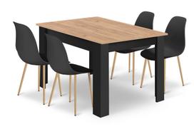 Komplektas Np 120x80 Craft Stalas + Juoda + 4 Kėdės Wat Juodos / Natūralios Kojos