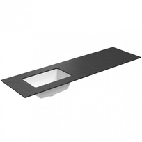 Darbo paviršius su kriaukle Kame Universal HPL 160cm Kairė su Easy Clean sifonu Juoda lava
