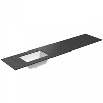 Darbo paviršius su kriaukle Kame Universal HPL 200cm Kairė su Easy Clean sifonu Juoda lava