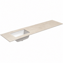 Darbo paviršius su kriaukle Kame Universal HPL 200cm Kairė su Easy Clean sifonu Earth stone