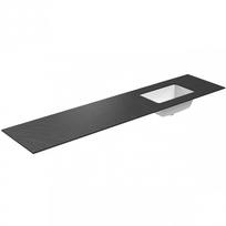 Darbo paviršius su kriaukle Kame Universal HPL 200cm Dešinė su Easy Clean sifonu Juoda lava
