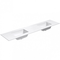 Darbo paviršius su kriaukle Kame Universal HPL 200cm Dvigubas su Easy Clean sifonu (2vnt) Balta Matinė
