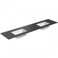 Darbo paviršius su kriaukle Kame Universal HPL 200cm Dvigubas su Easy Clean sifonu (2vnt) Earth stone